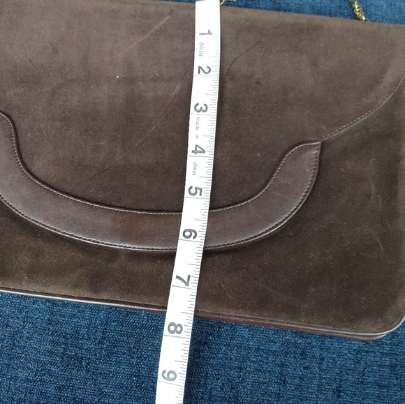 Francois Brown Vintage Suede Bag Clutch With Mirror - Picture 14 of 14